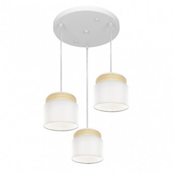 Distribuidor - Lâmpadas Diversas | Lâmpadas Modernas | PLAFON KANDY 3XE27 NATURAL/BLANCO REGX39X39 CM Ref: 174283001
